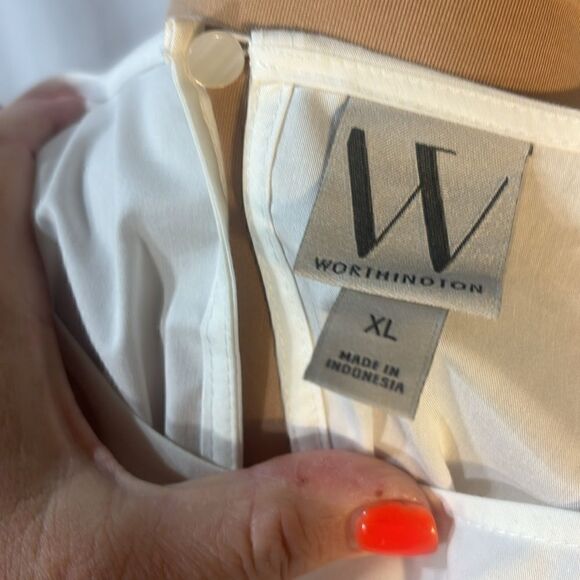 Worthington white eyelet lace sleeved top size XL - Picture 5 of 7